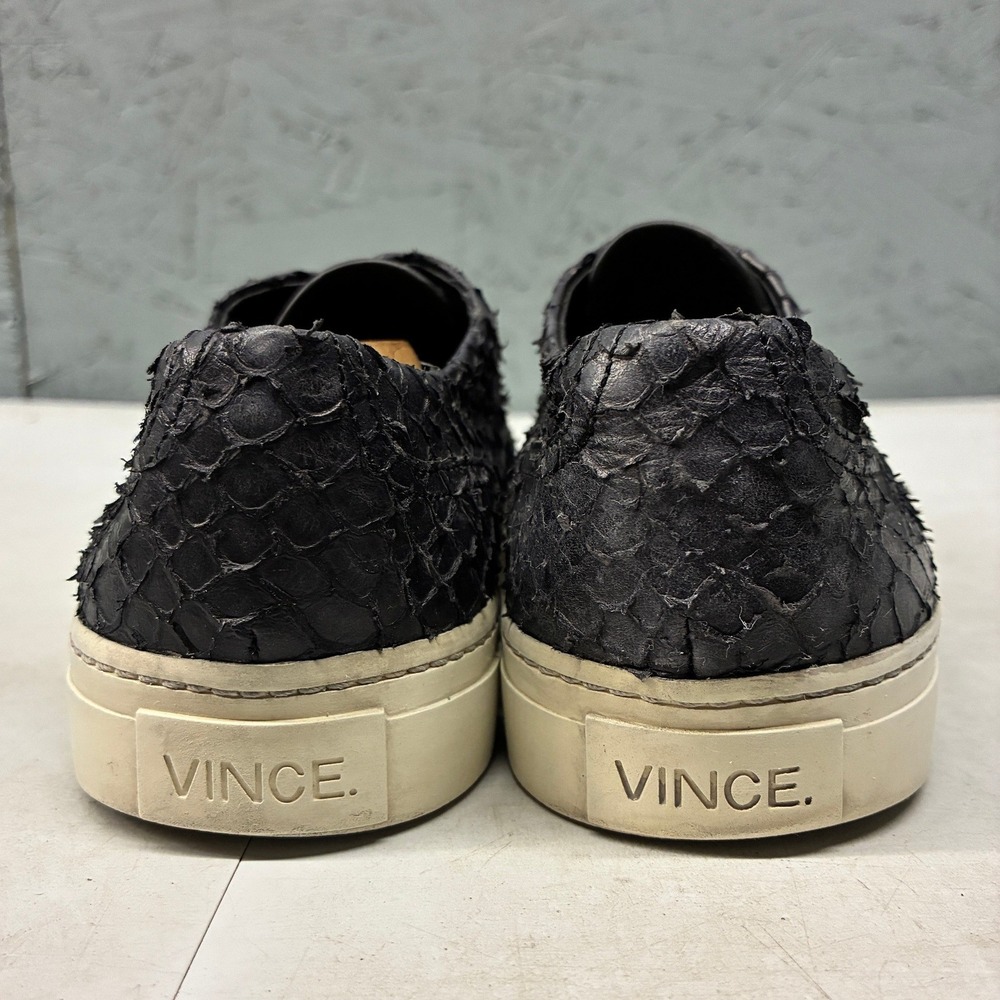 Vince Blair Snakeskin Slip On Women's 7.5 Black Leather Platform Luxe Sneaker - Picture 12 of 15